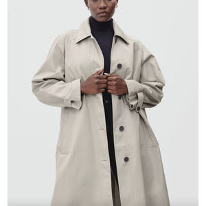 Everlane Womens The Long Mac Coat Small Stone Beige NWT $228